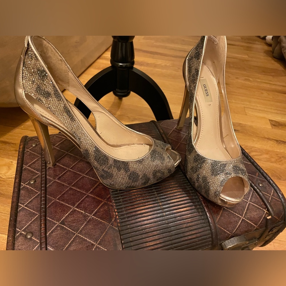 Gold & Blue bling Guess 4inch High Heels
